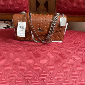 Coach Brown Rev Env Studded Leather Crossbody Bag with Suede Interior